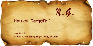 Mauks Gergő névjegykártya